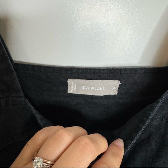 Everlane 100% Linen Black Button Front Boxy Crop Flowy Tank Top Size 2 - Picture 5 of 7
